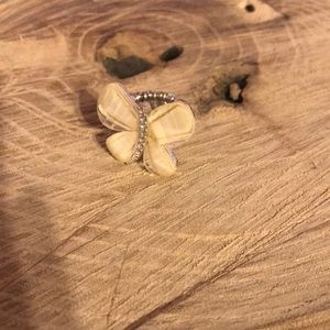 Clear white butterfly ring
